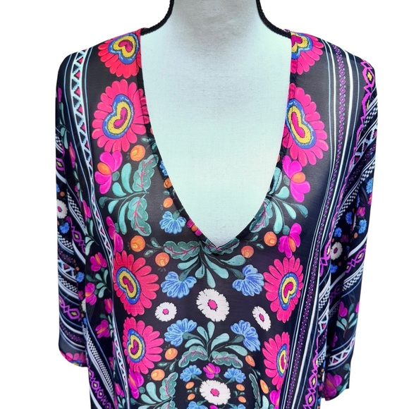 SHOW ME YOUR MUMU PETA TUNIC MEXICALI MULTICOLOR FLORAL PRINT - Picture 4 of 15
